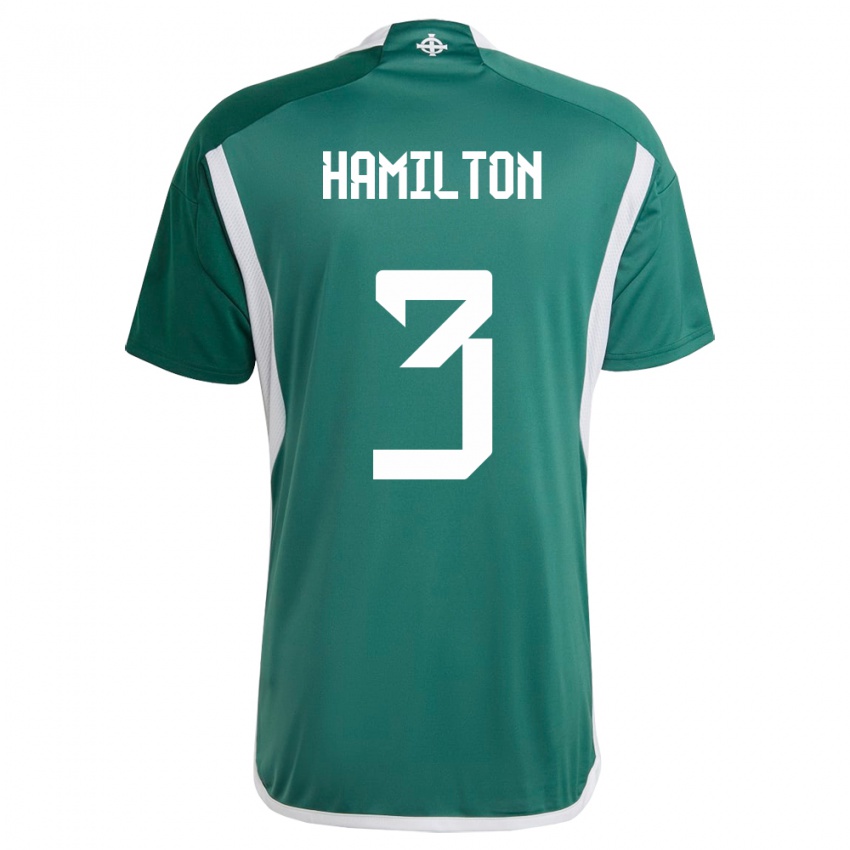 Niño Camiseta Irlanda Del Norte Brendan Hamilton #3 Verde 1ª Equipación 24-26 La Camisa Argentina