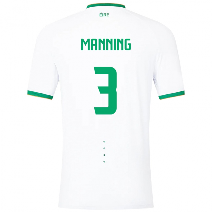 Niño Camiseta Irlanda Ryan Manning #3 Blanco 2ª Equipación 24-26 La Camisa Argentina