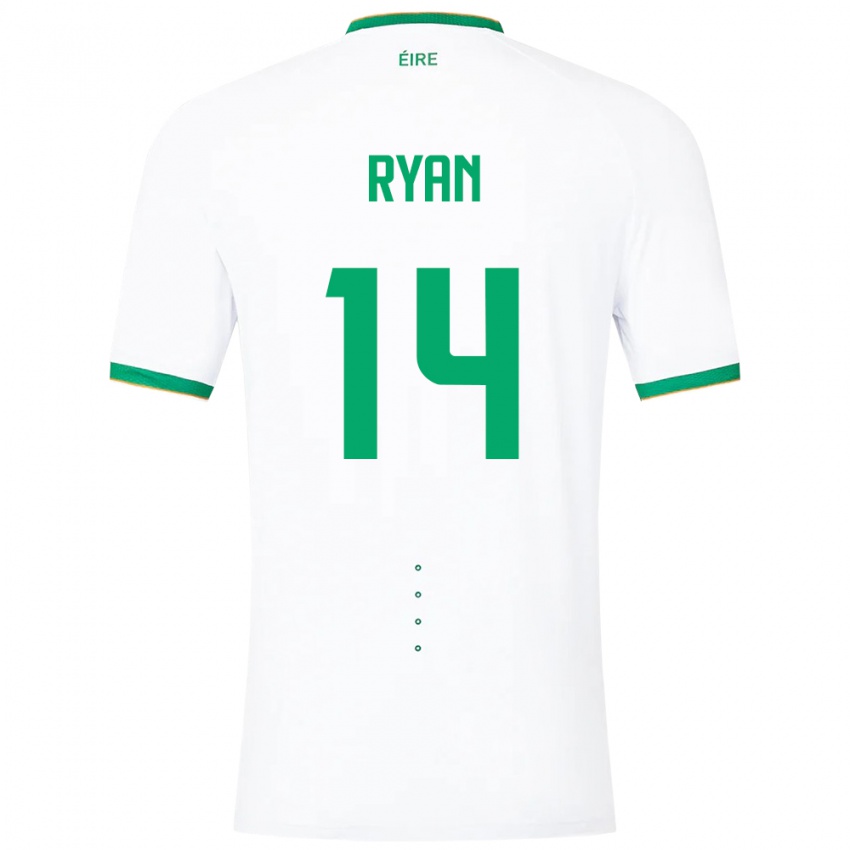 Niño Camiseta Irlanda John Ryan #14 Blanco 2ª Equipación 24-26 La Camisa Argentina