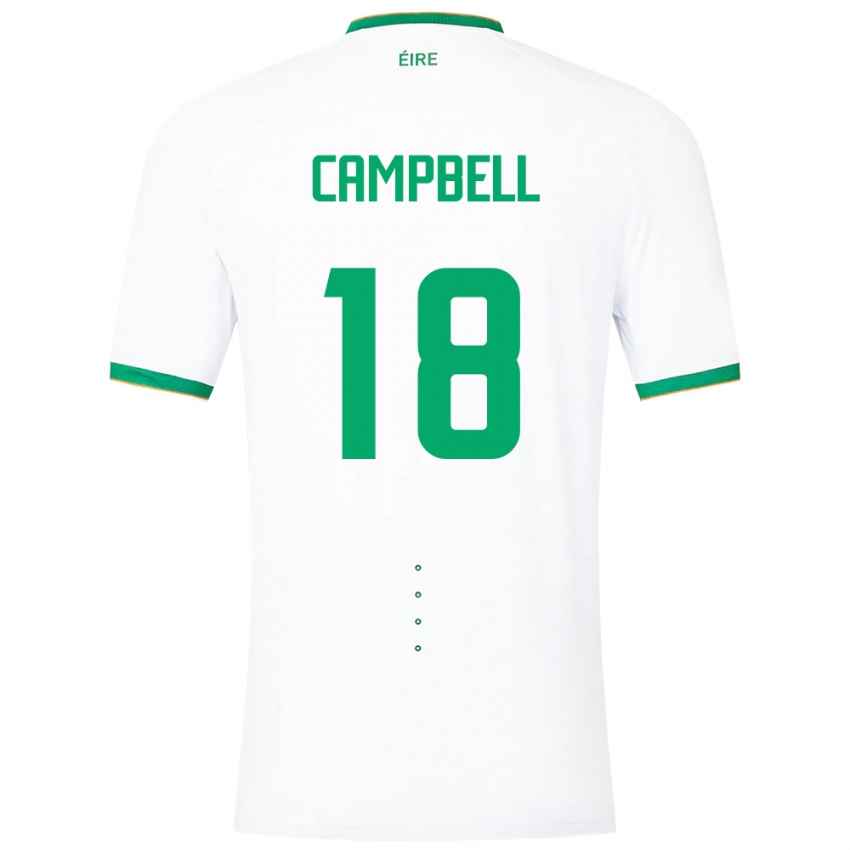 Niño Camiseta Irlanda Megan Campbell #18 Blanco 2ª Equipación 24-26 La Camisa Argentina