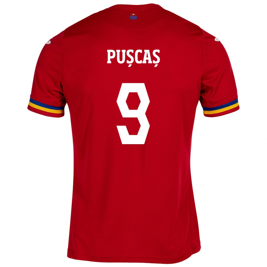 Niño Camiseta Rumania George Pușcaș #9 Rojo 2ª Equipación 24-26 La Camisa Argentina