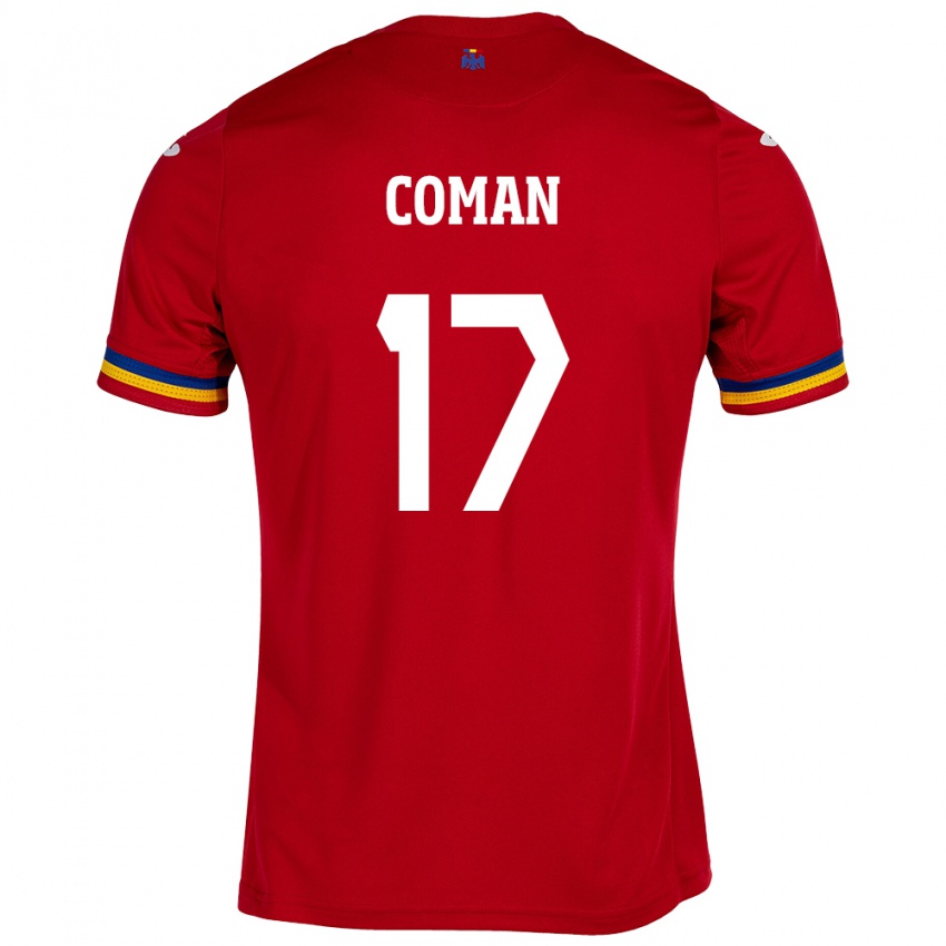 Niño Camiseta Rumania Florinel Coman #17 Rojo 2ª Equipación 24-26 La Camisa Argentina