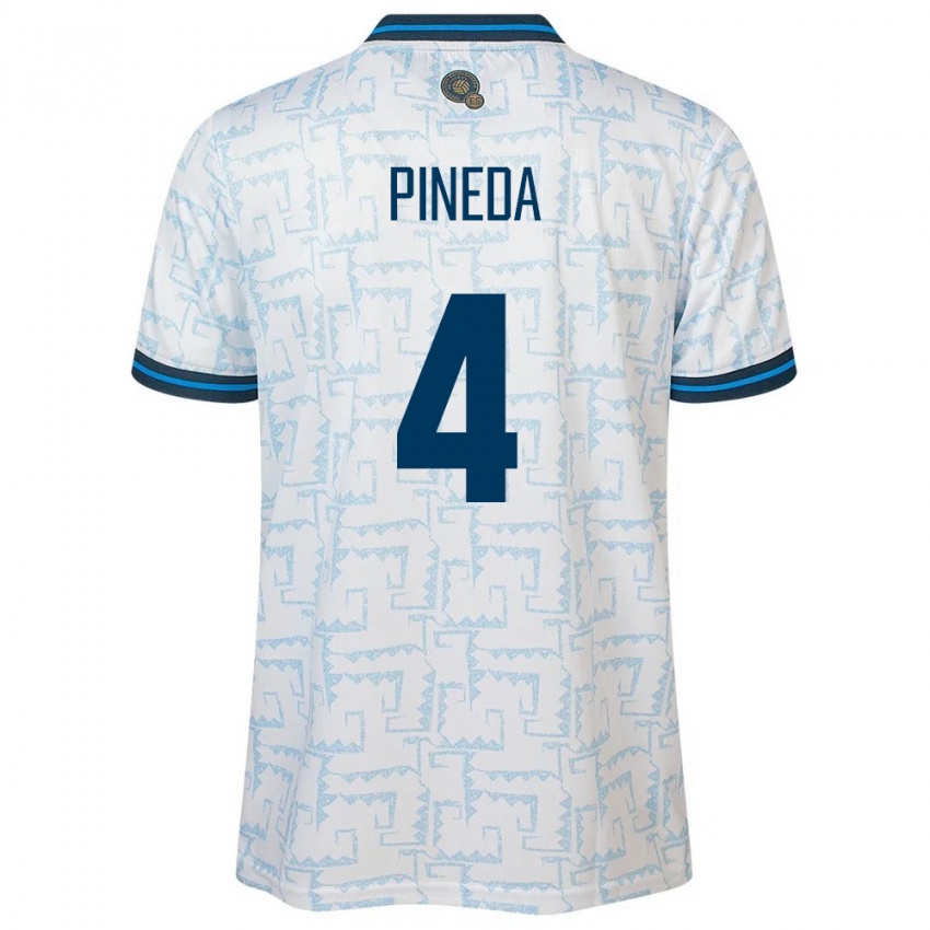 Niño Camiseta El Salvador Wálter Pineda #4 Blanco 2ª Equipación 24-26 La Camisa Argentina