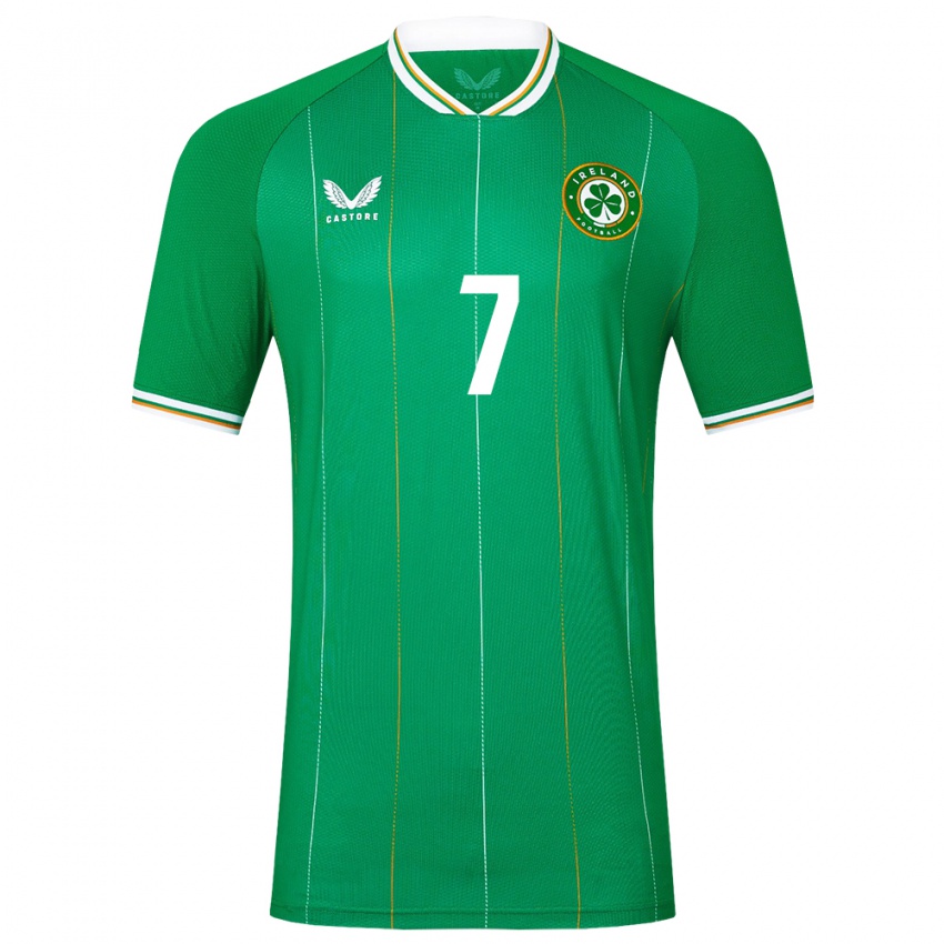 Hombre Camiseta Irlanda Diane Caldwell #7 Verde 1ª Equipación 24-26 La Camisa Argentina