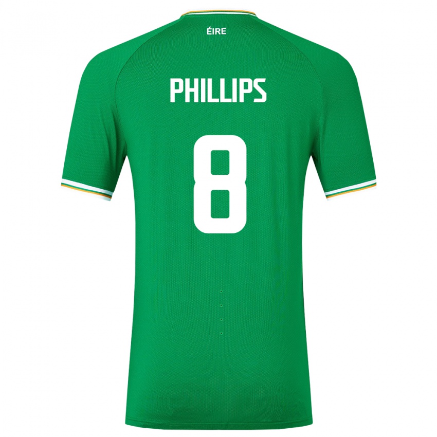 Hombre Camiseta Irlanda Killian Phillips #8 Verde 1ª Equipación 24-26 La Camisa Argentina