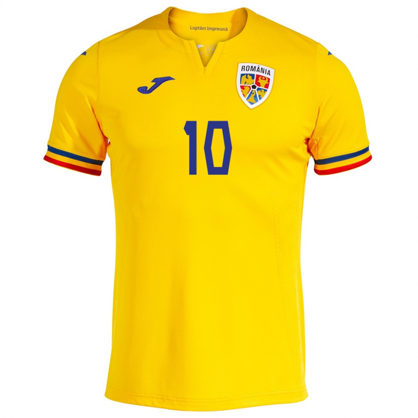 Hombre Camiseta Rumania Nicolae Stanciu #10 Amarillo 1ª Equipación 24-26 La Camisa Argentina