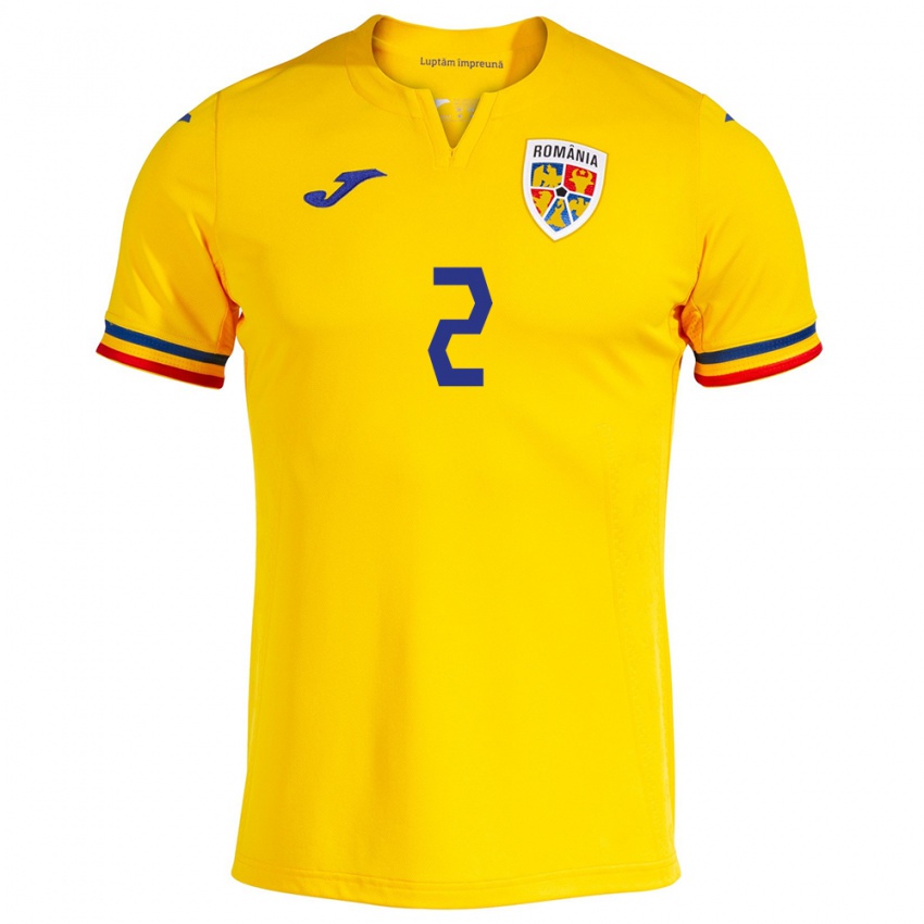 Hombre Camiseta Rumania Alexandru Pantea #2 Amarillo 1ª Equipación 24-26 La Camisa Argentina