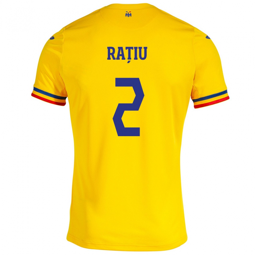 Hombre Camiseta Rumania Andrei Rațiu #2 Amarillo 1ª Equipación 24-26 La Camisa Argentina