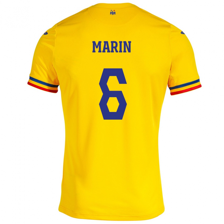 Hombre Camiseta Rumania Marius Marin #6 Amarillo 1ª Equipación 24-26 La Camisa Argentina
