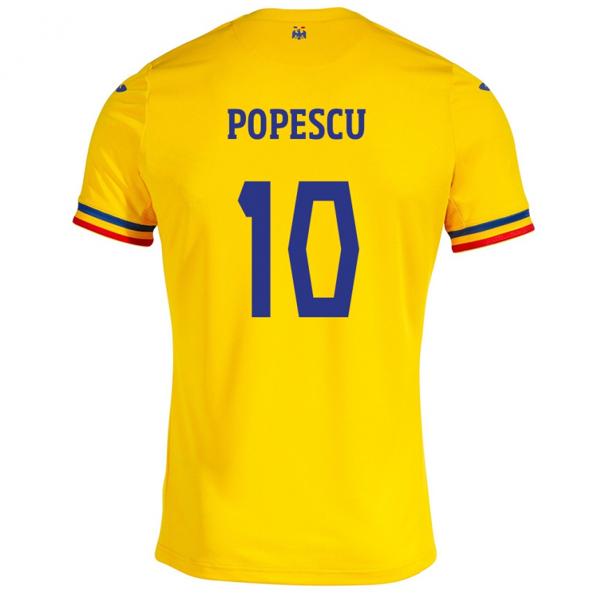 Hombre Camiseta Rumania Octavian Popescu #10 Amarillo 1ª Equipación 24-26 La Camisa Argentina