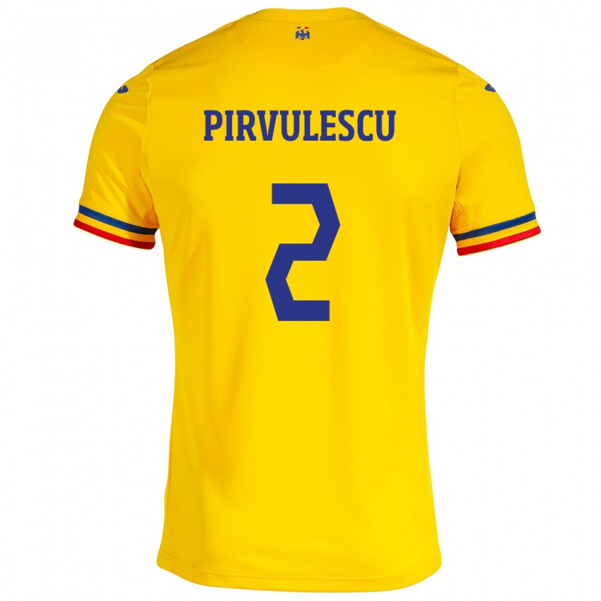 Hombre Camiseta Rumania Sergiu Pîrvulescu #2 Amarillo 1ª Equipación 24-26 La Camisa Argentina