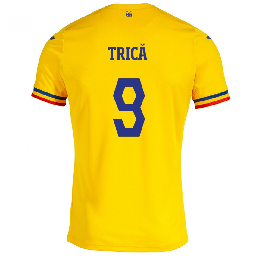 Hombre Camiseta Rumania Atanas Trică #9 Amarillo 1ª Equipación 24-26 La Camisa Argentina