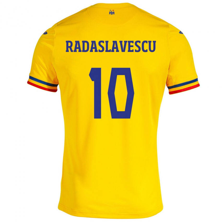 Hombre Camiseta Rumania Eduard Radaslavescu #10 Amarillo 1ª Equipación 24-26 La Camisa Argentina