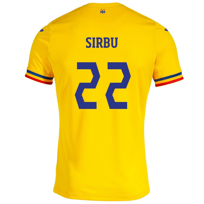 Hombre Camiseta Rumania Dan Sîrbu #22 Amarillo 1ª Equipación 24-26 La Camisa Argentina