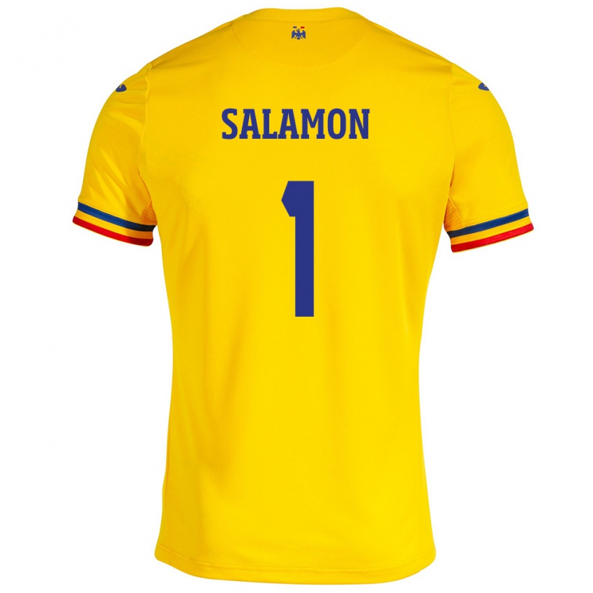 Hombre Camiseta Rumania Szidonia Salamon #1 Amarillo 1ª Equipación 24-26 La Camisa Argentina