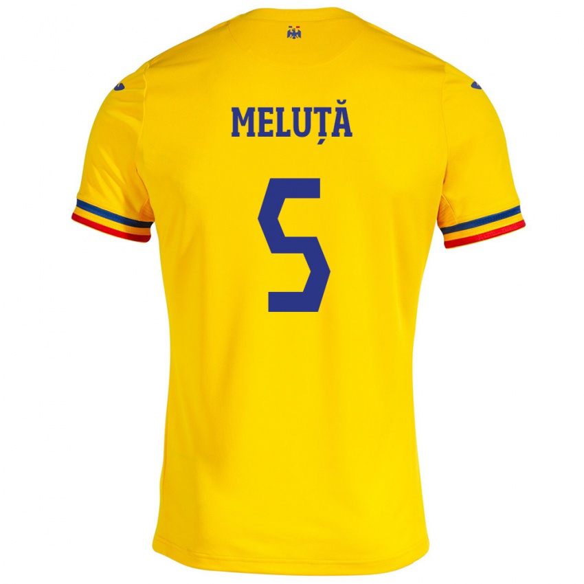 Hombre Camiseta Rumania Teodora Meluță #5 Amarillo 1ª Equipación 24-26 La Camisa Argentina