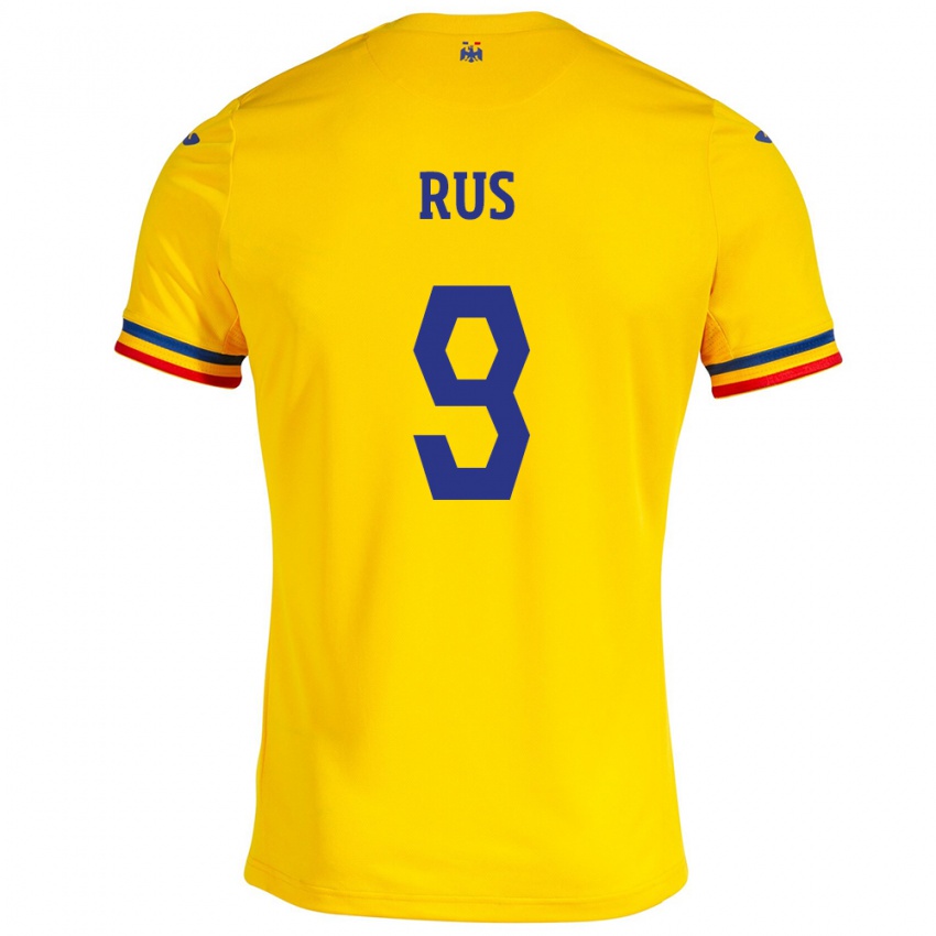 Hombre Camiseta Rumania Laura Rus #9 Amarillo 1ª Equipación 24-26 La Camisa Argentina