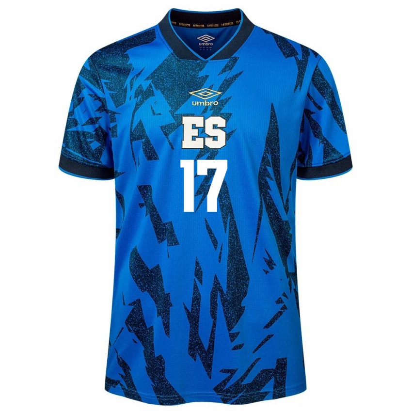 Hombre Camiseta El Salvador Eduardo Rivas #17 Azul 1ª Equipación 24-26 La Camisa Argentina