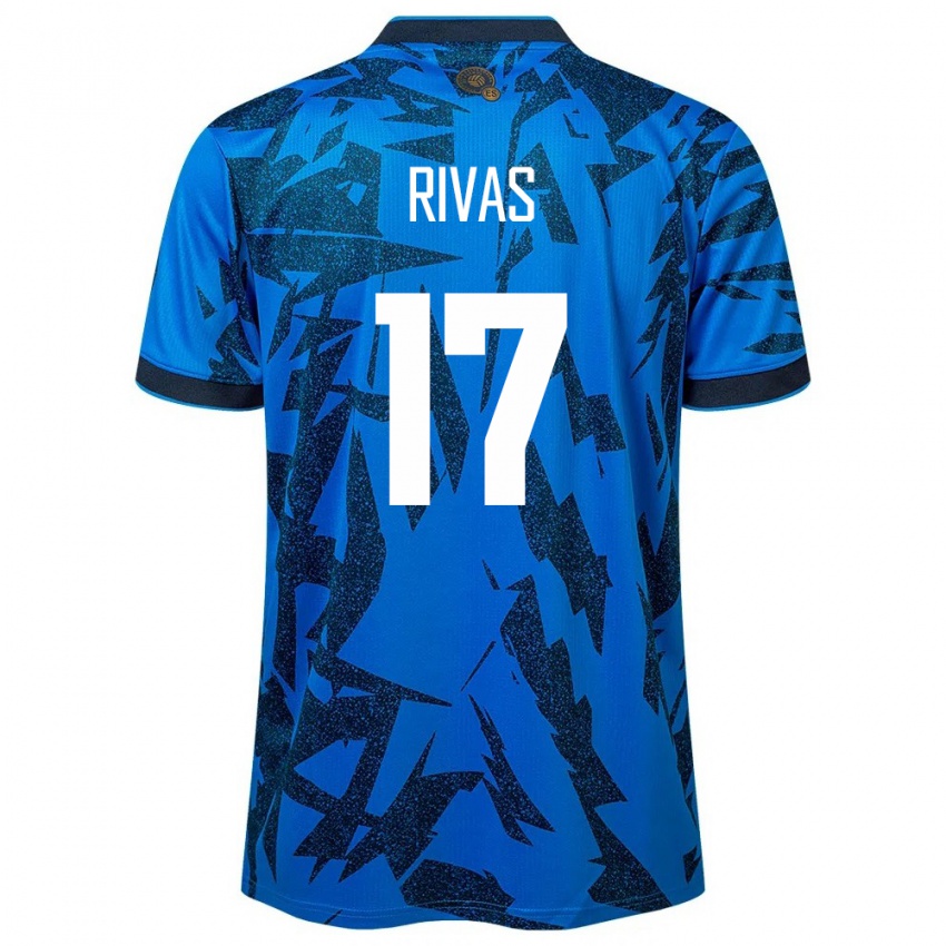 Hombre Camiseta El Salvador Eduardo Rivas #17 Azul 1ª Equipación 24-26 La Camisa Argentina