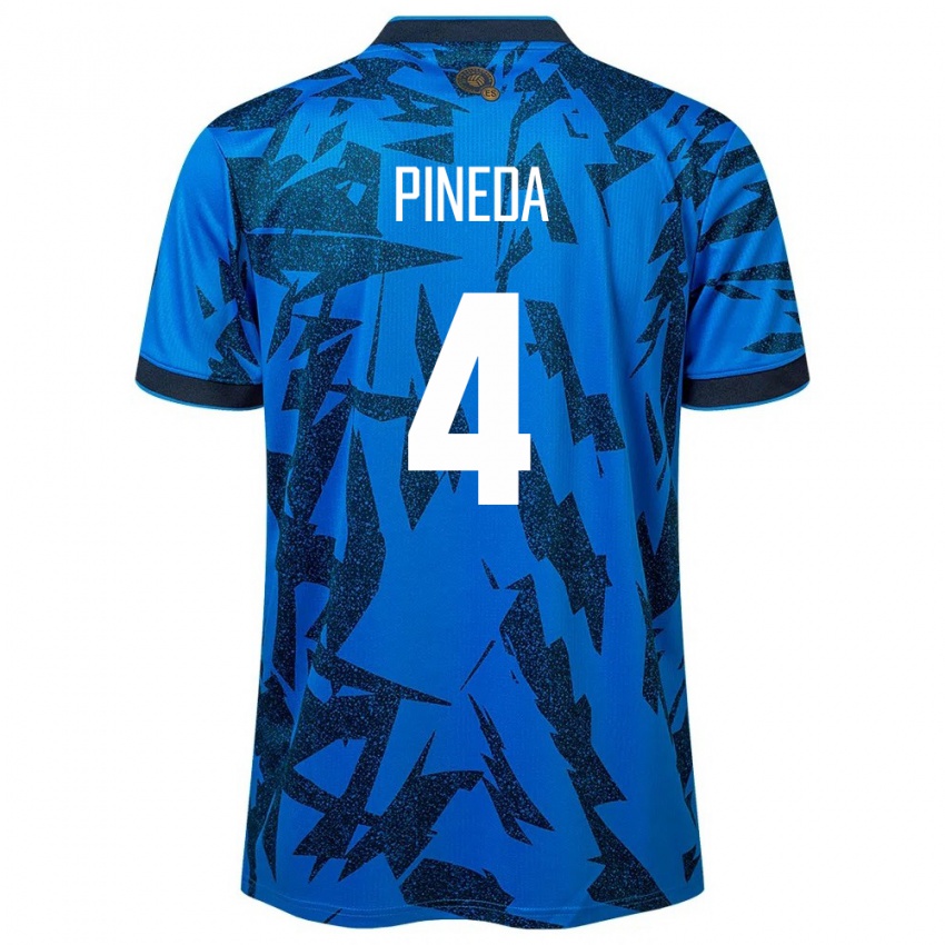 Hombre Camiseta El Salvador Wálter Pineda #4 Azul 1ª Equipación 24-26 La Camisa Argentina