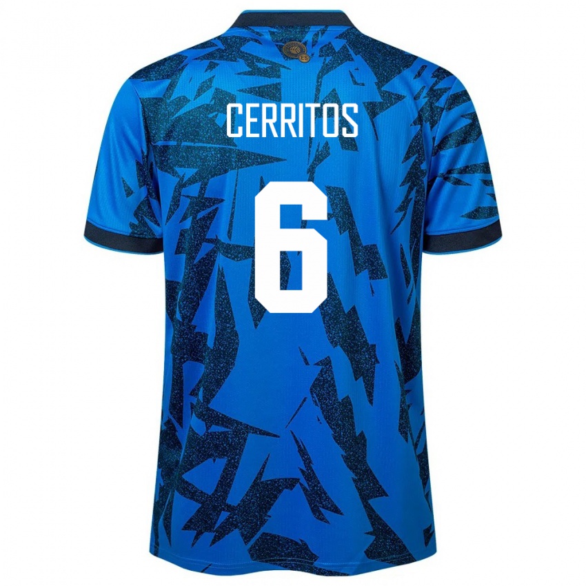 Hombre Camiseta El Salvador Mauricio Cerritos #6 Azul 1ª Equipación 24-26 La Camisa Argentina