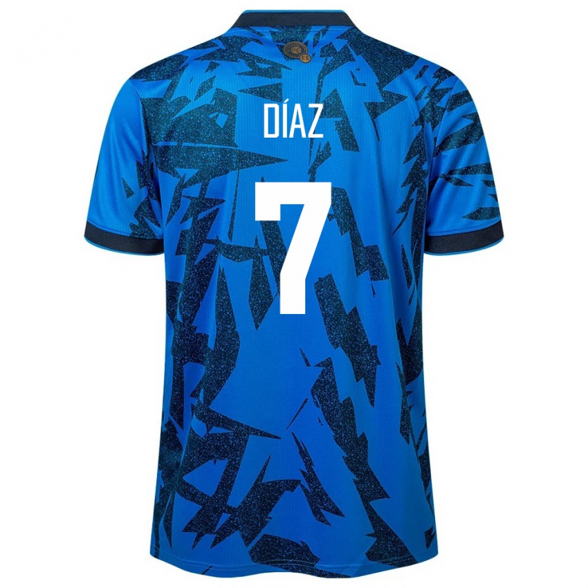 Hombre Camiseta El Salvador Nelson Díaz #7 Azul 1ª Equipación 24-26 La Camisa Argentina