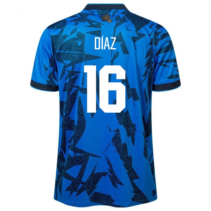 Hombre Camiseta El Salvador Wilber Díaz #16 Azul 1ª Equipación 24-26 La Camisa Argentina