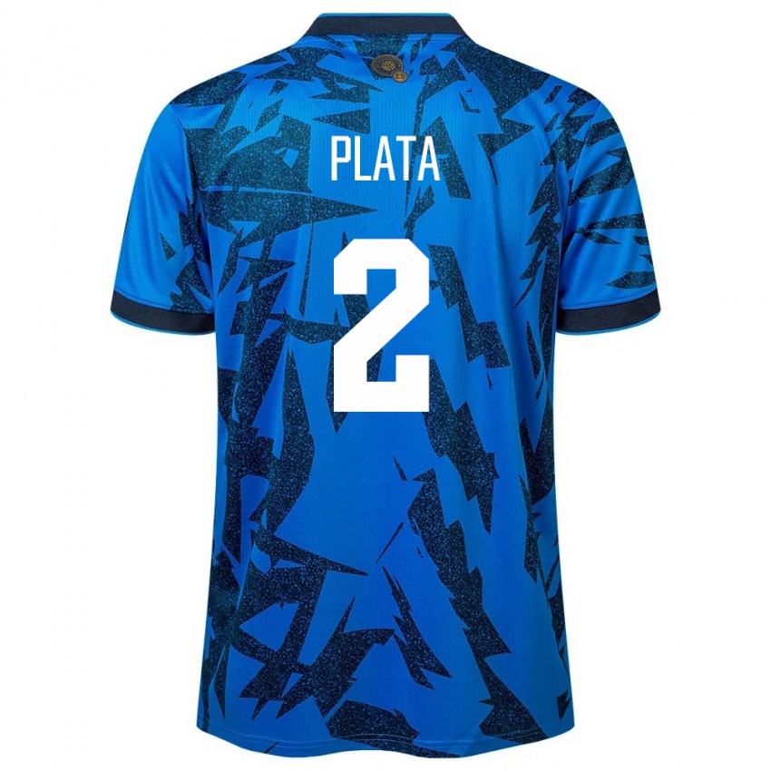 Hombre Camiseta El Salvador Juana Plata #2 Azul 1ª Equipación 24-26 La Camisa Argentina