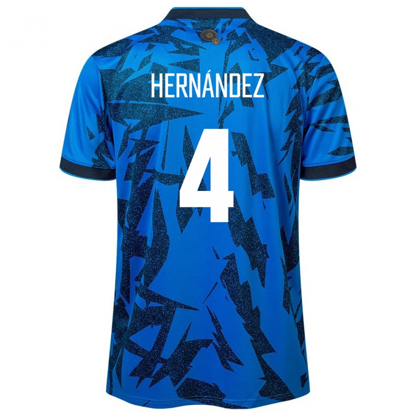 Hombre Camiseta El Salvador Elaily Hernández #4 Azul 1ª Equipación 24-26 La Camisa Argentina