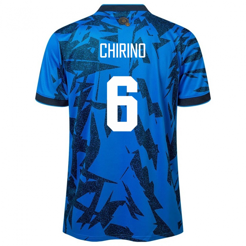 Hombre Camiseta El Salvador Alejandra Chirino #6 Azul 1ª Equipación 24-26 La Camisa Argentina