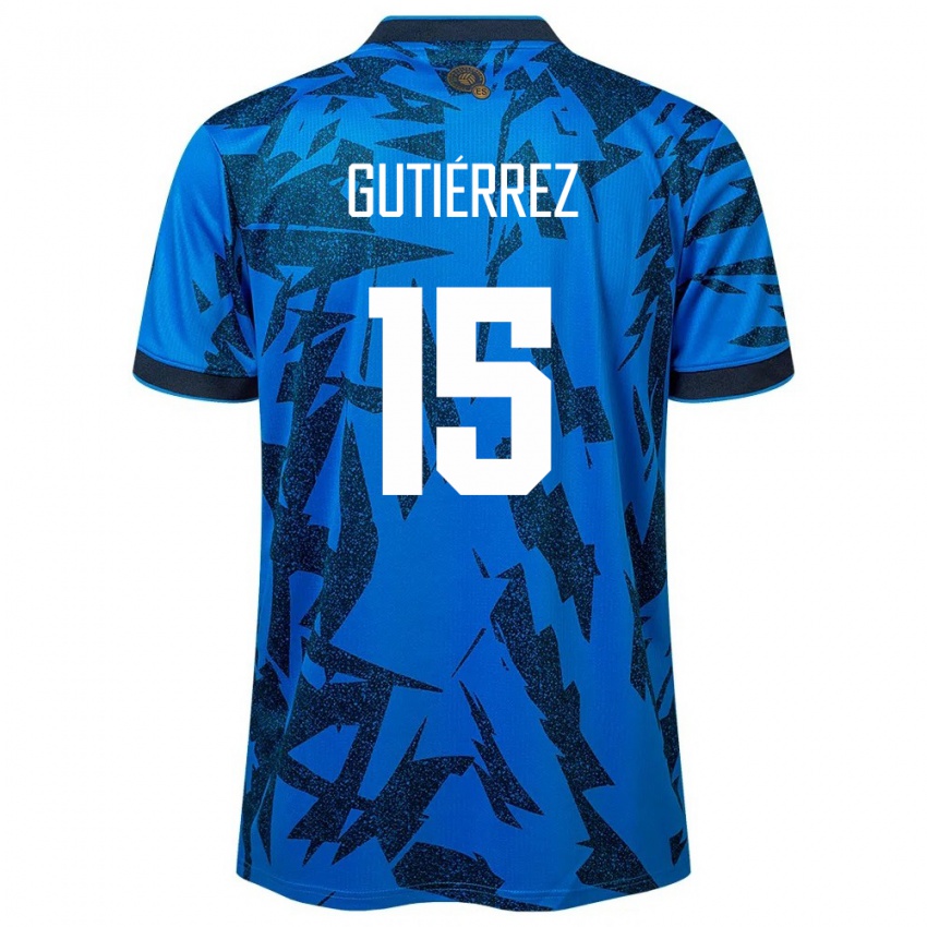 Hombre Camiseta El Salvador Danya Gutiérrez #15 Azul 1ª Equipación 24-26 La Camisa Argentina