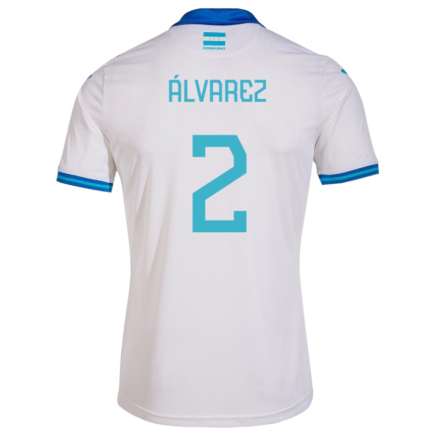 Hombre Camiseta Honduras Kevin Álvarez #2 Blanco 1ª Equipación 24-26 La Camisa Argentina