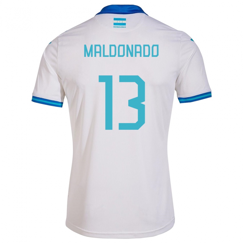 Hombre Camiseta Honduras Edwin Maldonado #13 Blanco 1ª Equipación 24-26 La Camisa Argentina