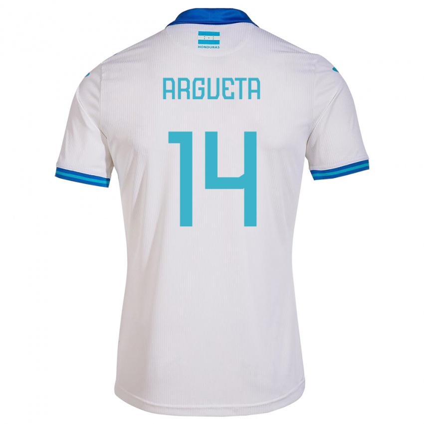 Hombre Camiseta Honduras Carlos Argueta #14 Blanco 1ª Equipación 24-26 La Camisa Argentina