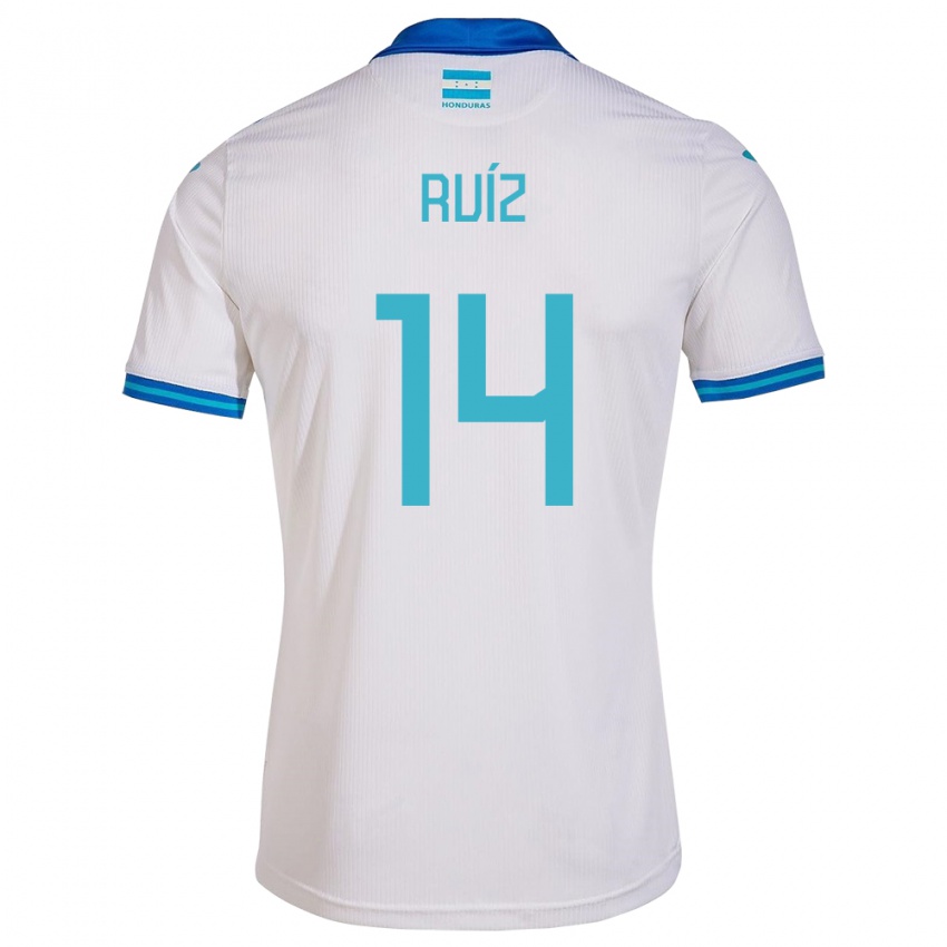 Hombre Camiseta Honduras David Ruíz #14 Blanco 1ª Equipación 24-26 La Camisa Argentina
