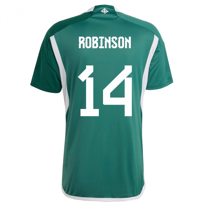 Hombre Camiseta Irlanda Del Norte Darren Robinson #14 Verde 1ª Equipación 24-26 La Camisa Argentina