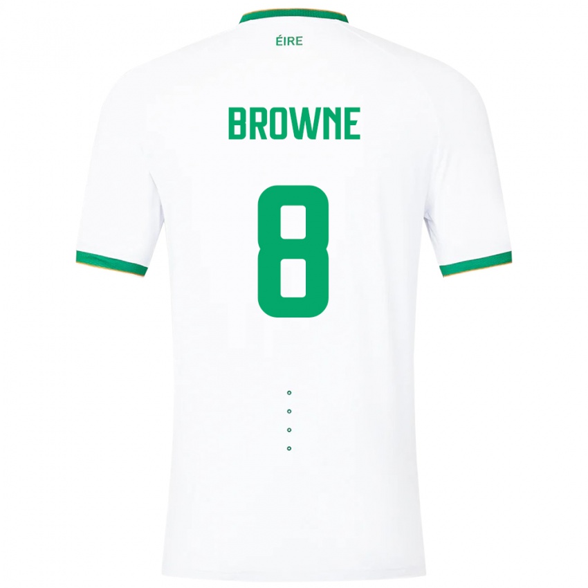 Hombre Camiseta Irlanda Alan Browne #8 Blanco 2ª Equipación 24-26 La Camisa Argentina