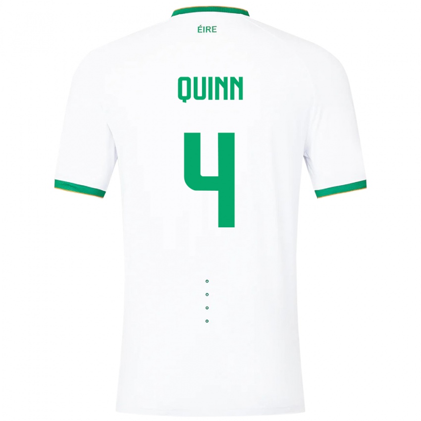 Hombre Camiseta Irlanda Louise Quinn #4 Blanco 2ª Equipación 24-26 La Camisa Argentina