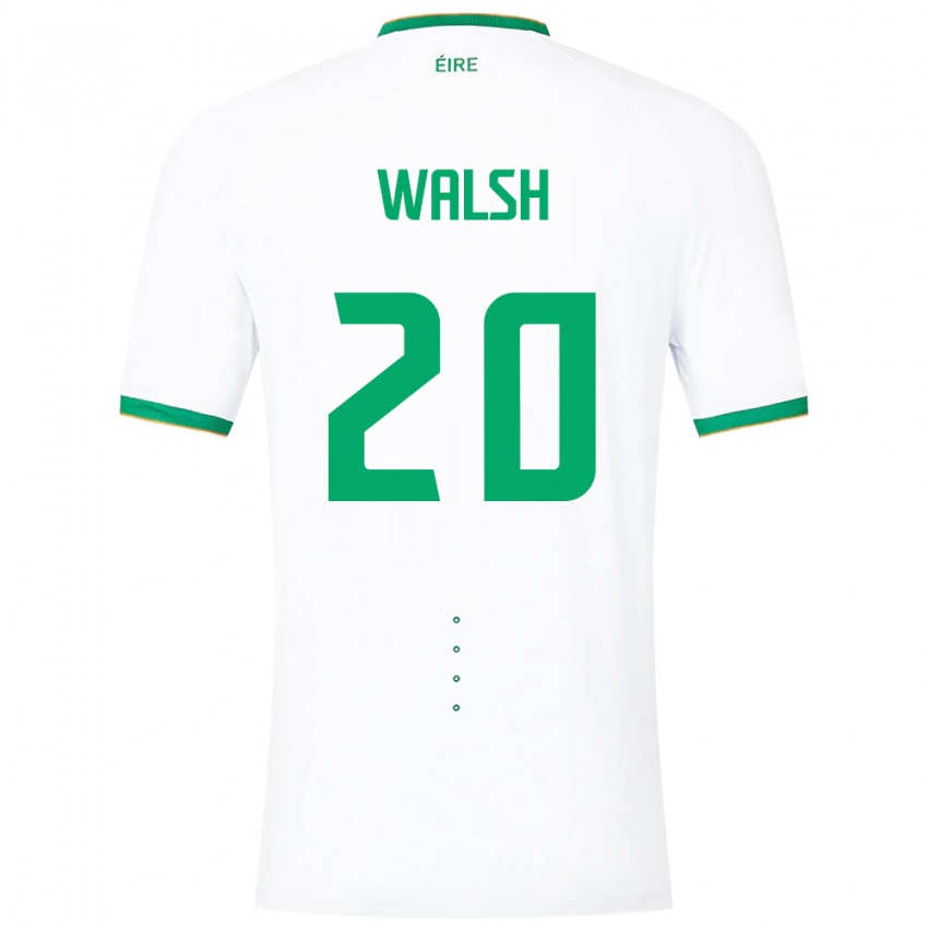 Hombre Camiseta Irlanda Claire Walsh #20 Blanco 2ª Equipación 24-26 La Camisa Argentina