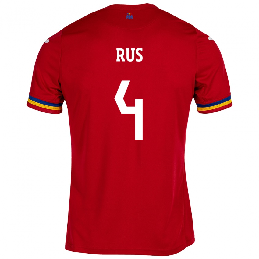 Hombre Camiseta Rumania Adrian Rus #4 Rojo 2ª Equipación 24-26 La Camisa Argentina