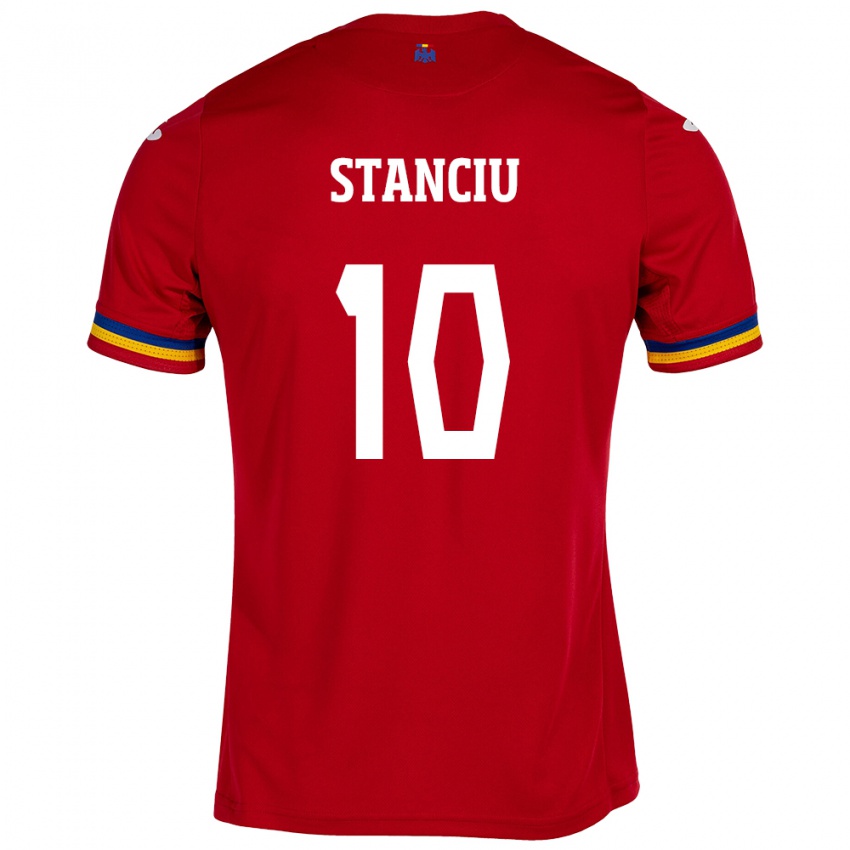 Hombre Camiseta Rumania Nicolae Stanciu #10 Rojo 2ª Equipación 24-26 La Camisa Argentina