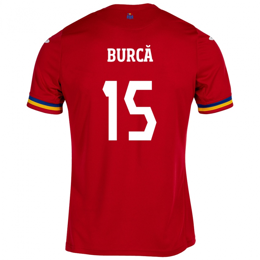 Hombre Camiseta Rumania Andrei Burcă #15 Rojo 2ª Equipación 24-26 La Camisa Argentina