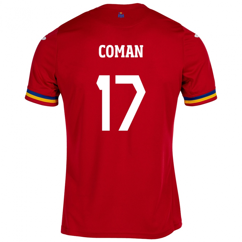 Hombre Camiseta Rumania Florinel Coman #17 Rojo 2ª Equipación 24-26 La Camisa Argentina