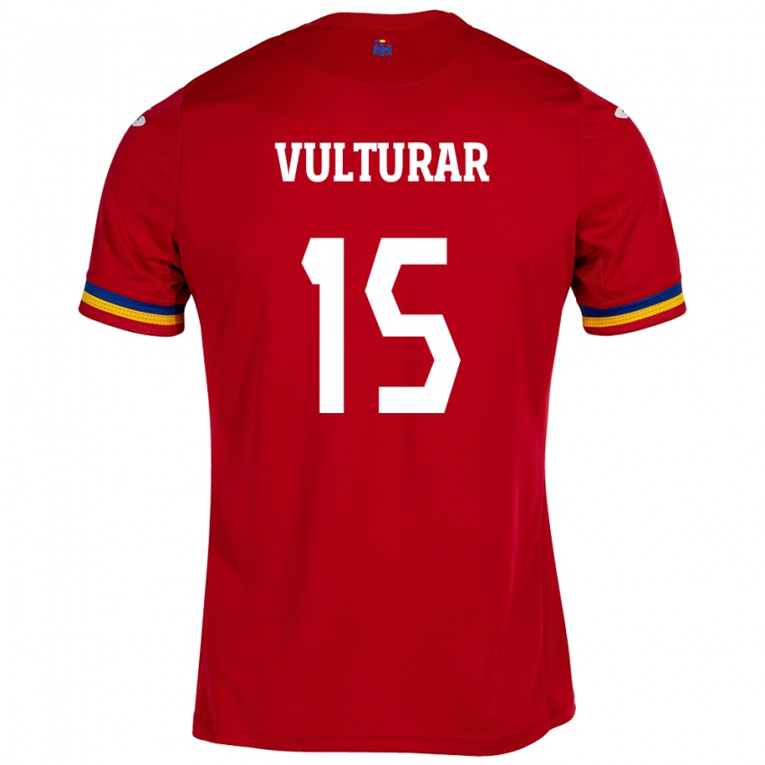 Hombre Camiseta Rumania Cătălin Vulturar #15 Rojo 2ª Equipación 24-26 La Camisa Argentina