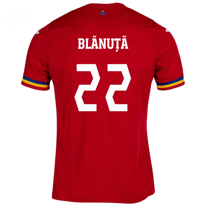 Hombre Camiseta Rumania Vladislav Blănuță #22 Rojo 2ª Equipación 24-26 La Camisa Argentina