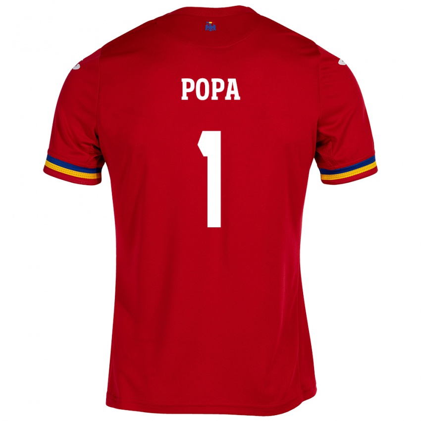 Hombre Camiseta Rumania Robert Popa #1 Rojo 2ª Equipación 24-26 La Camisa Argentina