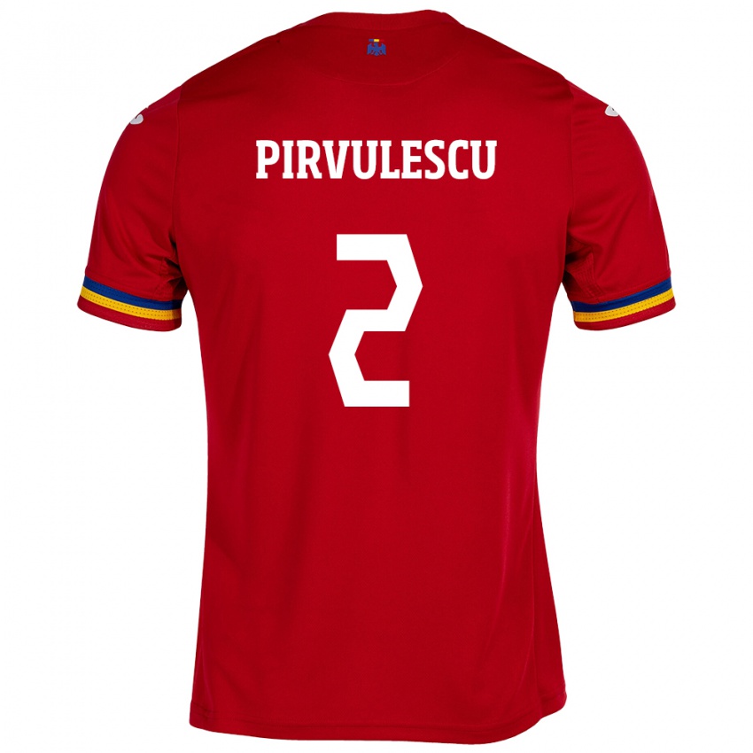 Hombre Camiseta Rumania Sergiu Pîrvulescu #2 Rojo 2ª Equipación 24-26 La Camisa Argentina