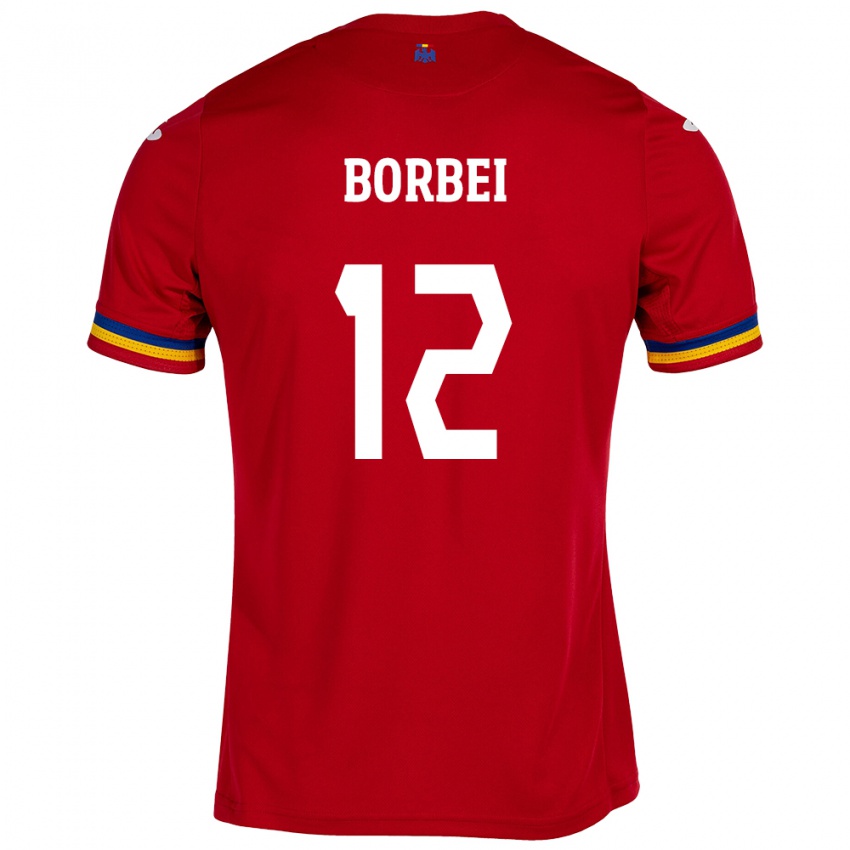 Hombre Camiseta Rumania Alexandru Borbei #12 Rojo 2ª Equipación 24-26 La Camisa Argentina