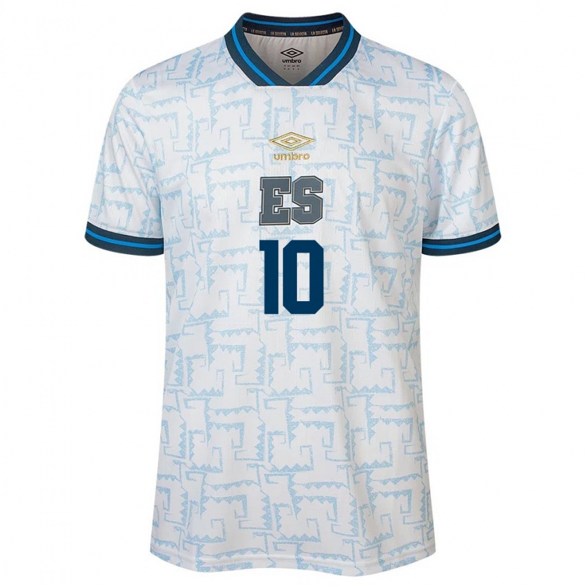 Hombre Camiseta El Salvador Cristopher Arias #10 Blanco 2ª Equipación 24-26 La Camisa Argentina