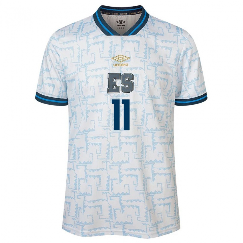 Hombre Camiseta El Salvador Jarell Bonilla #11 Blanco 2ª Equipación 24-26 La Camisa Argentina